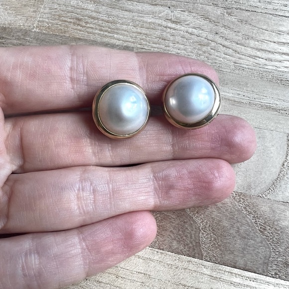 Estate Mabe Pearl 14k earrings